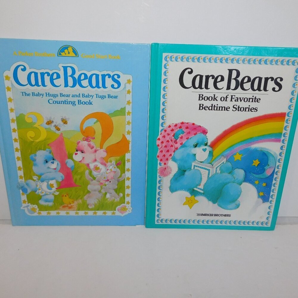 Vintage 1984 Care Bears Hard Cover Books Parker Brothers Set 2 Hugs Tugs Bedtime